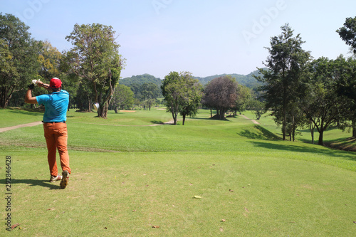 golf course or green grass field in urban public park