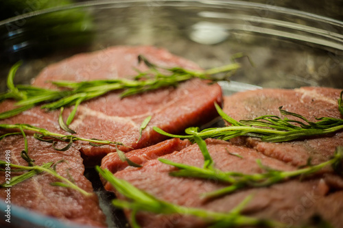 Juicy meat steak with rosemary