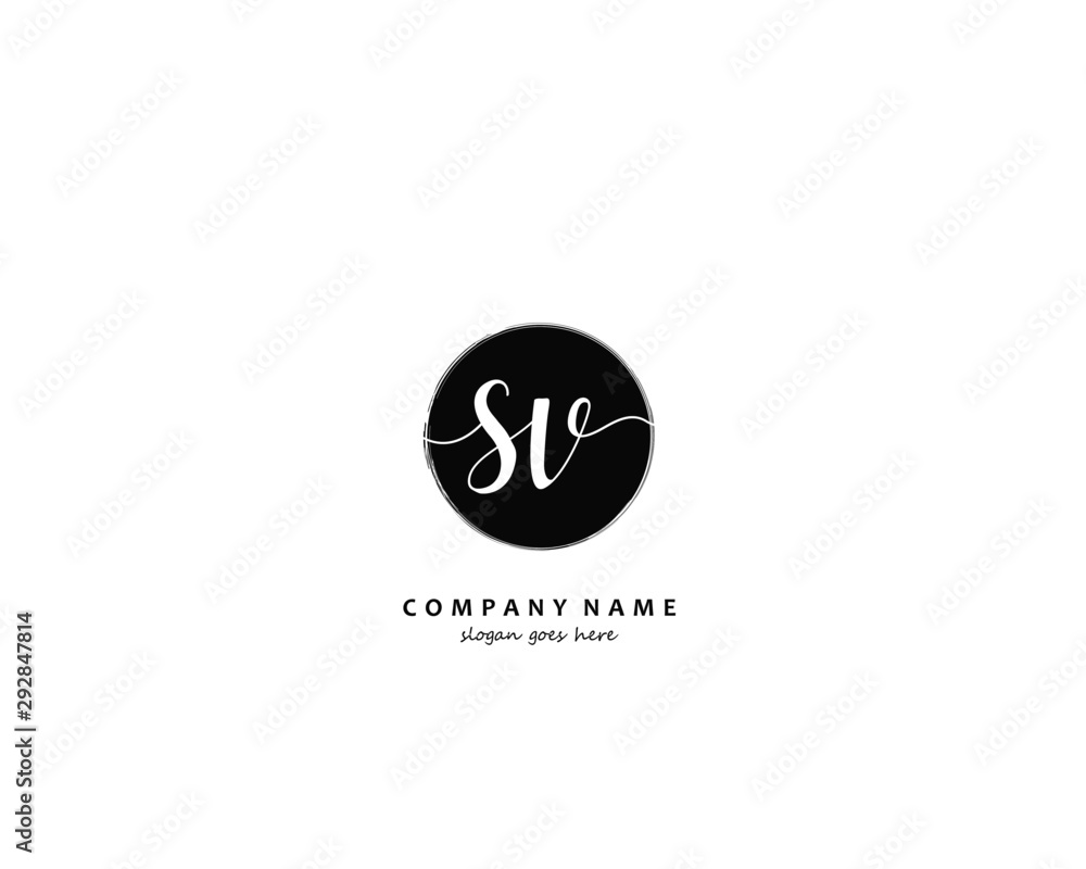 SV Initial handwriting logo vector SV Initial handwriting logo vector