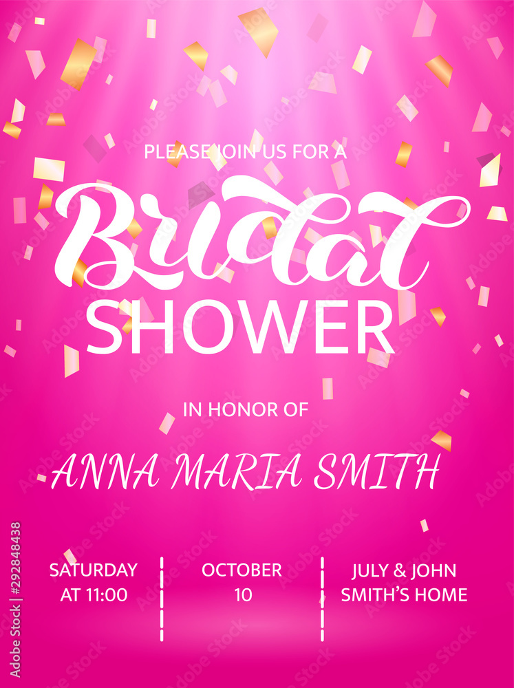 Bridal shower lettering. Word for banner or poster. Vector illustration