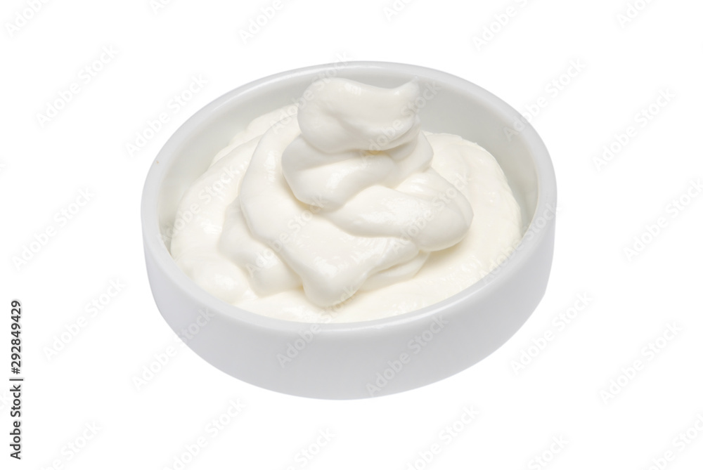 Bowl with sour cream on white isolated background Bowl with sour cream on white isolated background