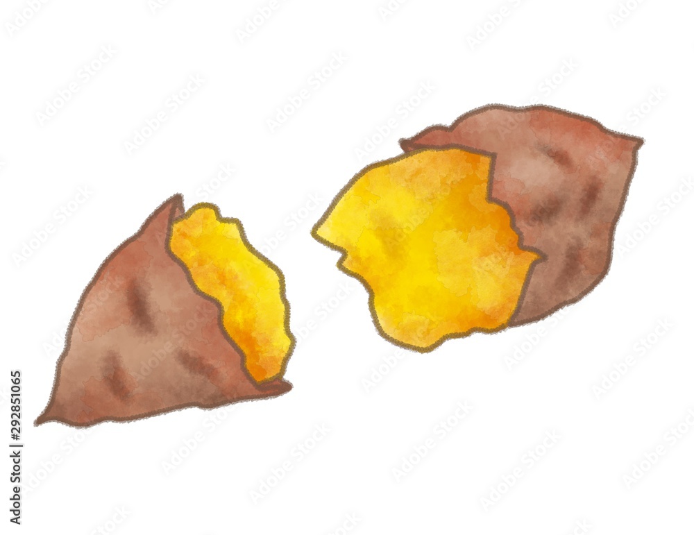秋の味覚 芋 さつまいも イラスト素材 水彩風 Stock Illustration Adobe Stock