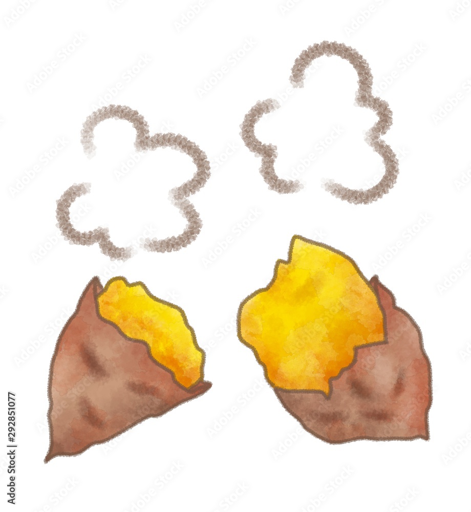 秋の味覚 焼き芋 さつまいも イラスト素材 水彩風 Stock Illustration Adobe Stock