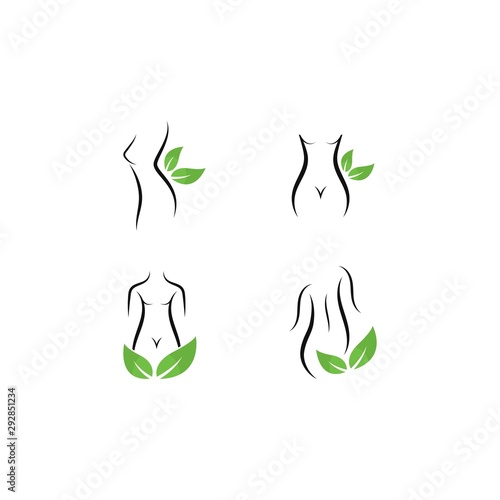 beauty woman body with leaf template vector icon illustration design 