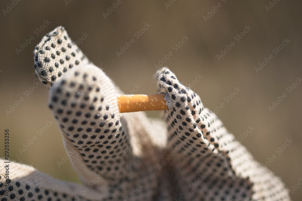 Obraz premium Collection of cigarette butts by volonteers