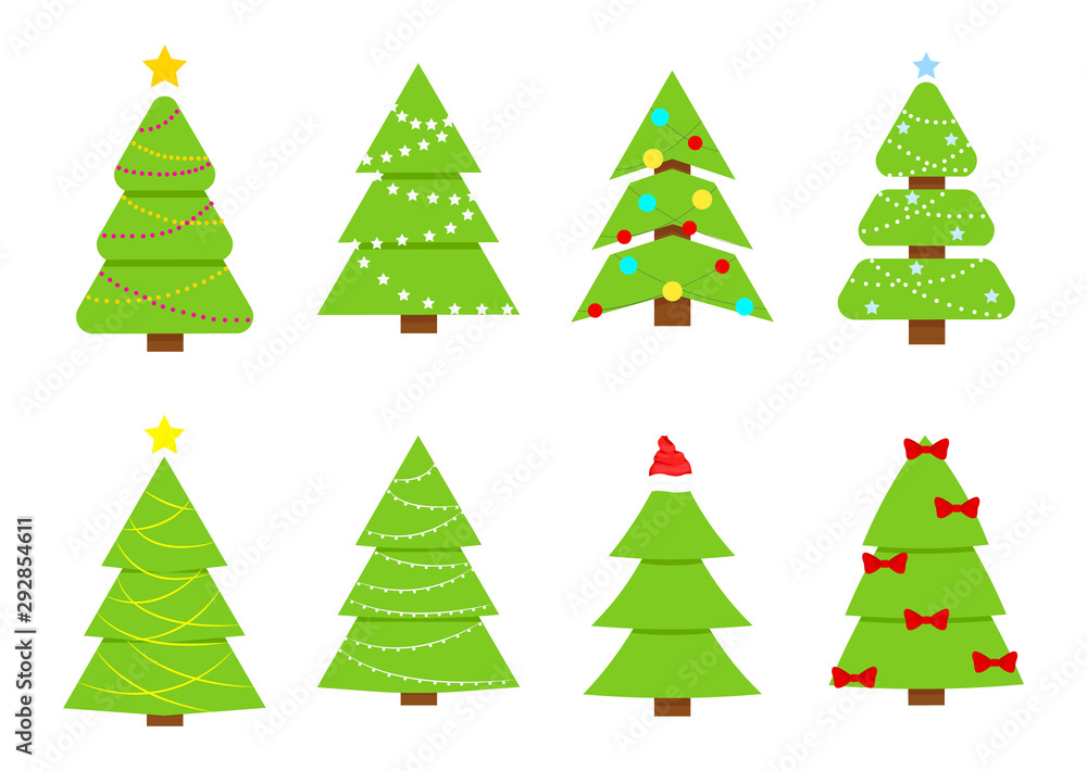 Obraz premium Winter collection of Christmas trees.