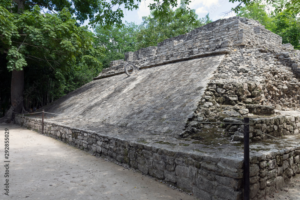 Fototapeta premium Ball Court in Coba. Ball court in the ancient Mayan city of Coba in Mexico - image