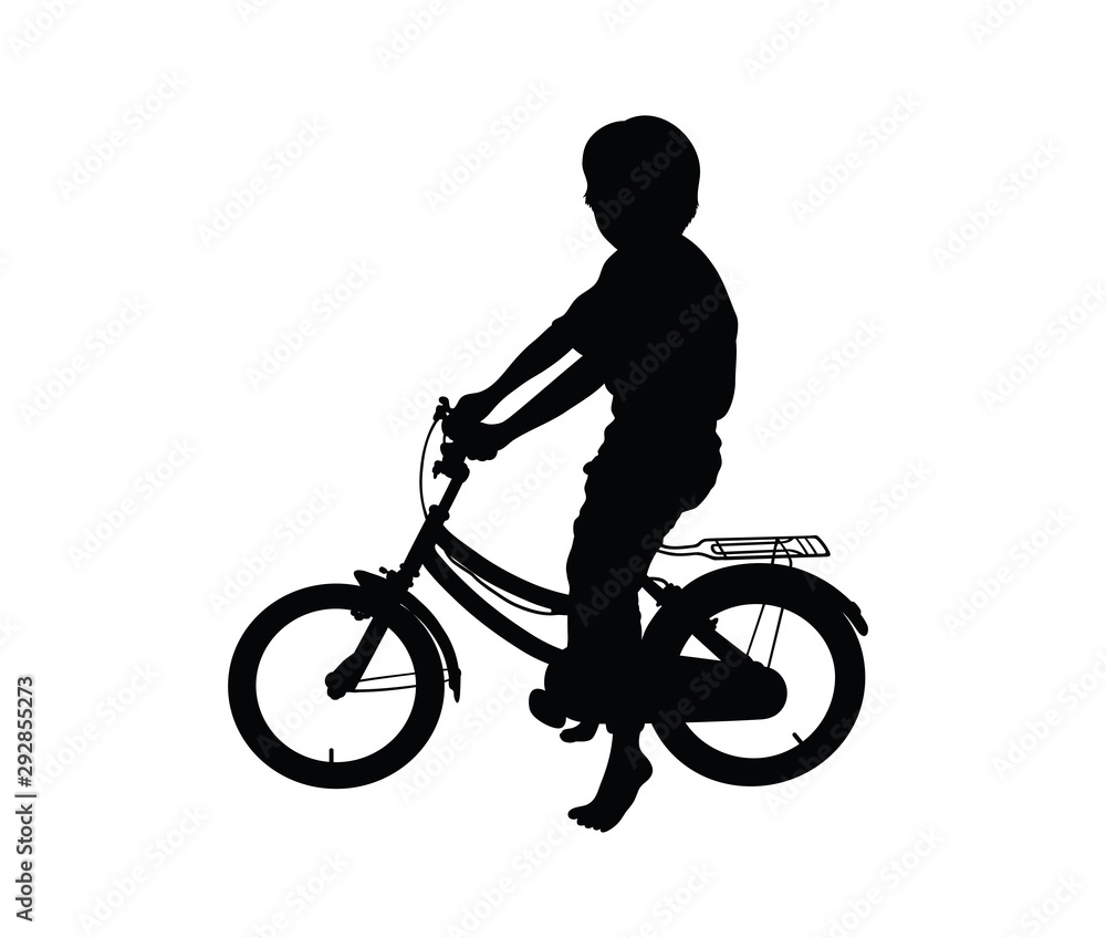 Fototapeta premium Silhouette of Children Playing Bicycles, art vector design