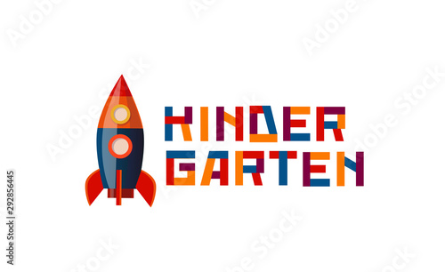 Rocket. Preschool, kindergarten, playgroup logo icon design template. Vector illustration