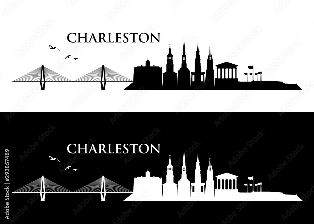 Naklejka premium Panoramę Charleston - Stany Zjednoczone Ameryki - USA - Karolina Południowa