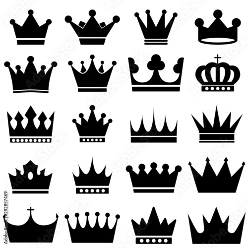 crowns vector icons set. Royal Crown illustration symbol collection. king logo or sign.