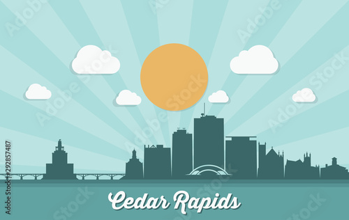 Cedar Rapids skyline - Iowa - United States of America, USA - vector illustration