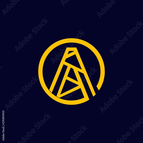 Letter A Power Pole Construction Creative Icon Logo Design Template Element Vector