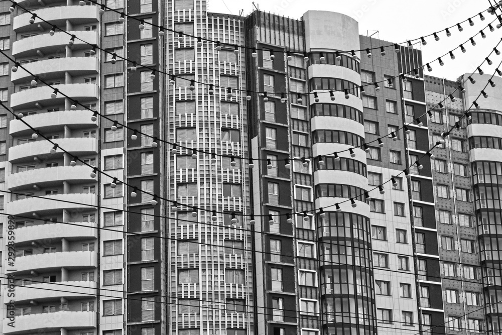 modern architecture - multi-storey buildings on Dzerzhinsky street in Minsk, Belarus