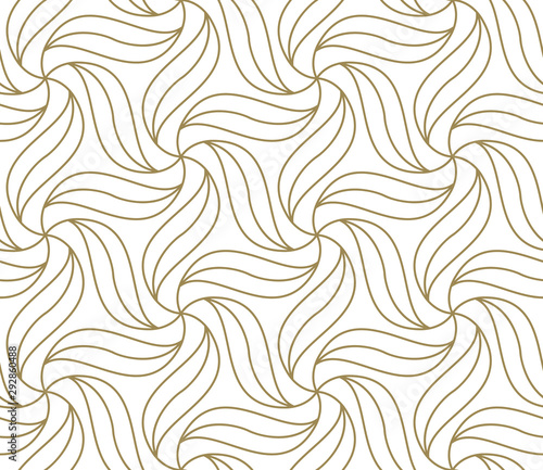Seamless floral pattern with abstract geometric line texture, gold on white background. Light modern simple wallpaper, bright tile backdrop, monochrome graphic element