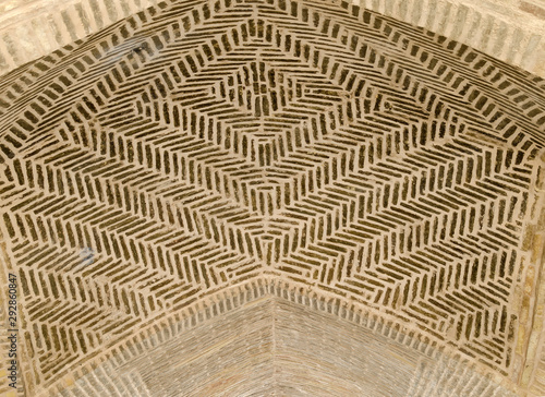 Brick ceiling of Siosepol bridge vault, Isfahan, Iran photo