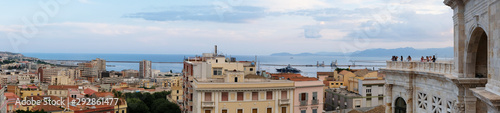 AUG 2019 Panoramic view of Cagliari from the Bastion of Saint Remy, Sardinia, Italy.