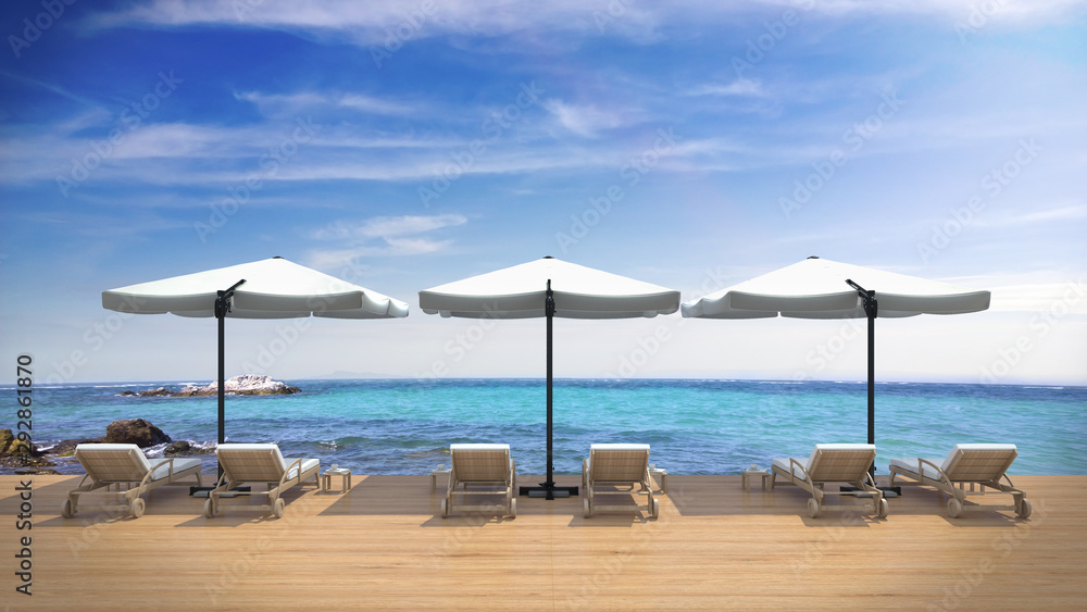 Fototapeta premium Living pool villa resort beach view