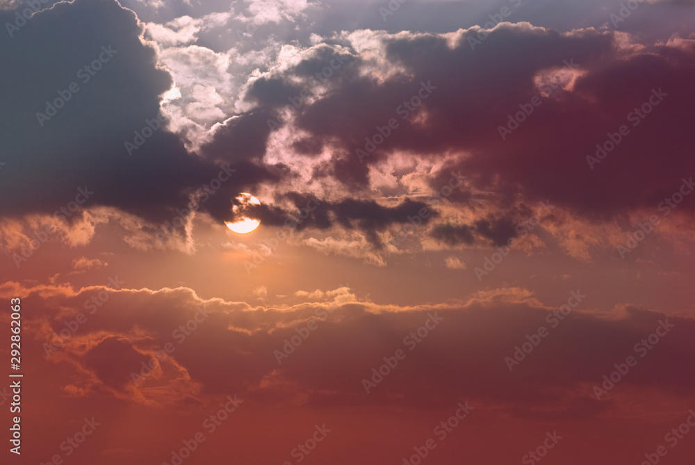 Obraz premium Sunset clouds, sky background, heaven atmosphere