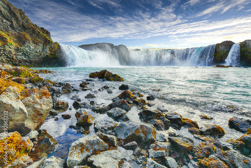 Fabulous scene of powerful Godafoss waterfall