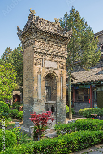 Decorated ornamental gate in the garden of the Great Mosque in Xi'an