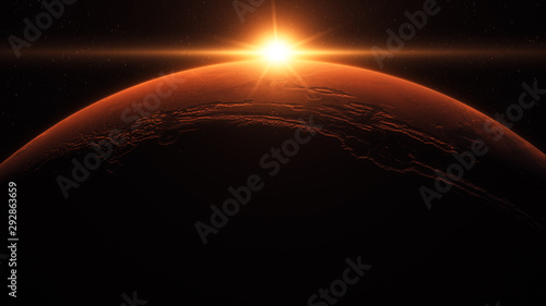 Sunrise abiove planet Mars photo