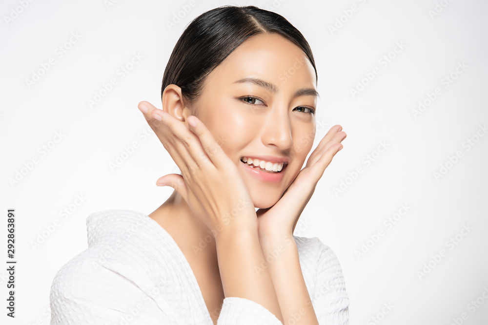 Beautiful Young Asian Woman with Clean Fresh Skin, Beautiful Young Asian Woman with Clean Fresh Skin,