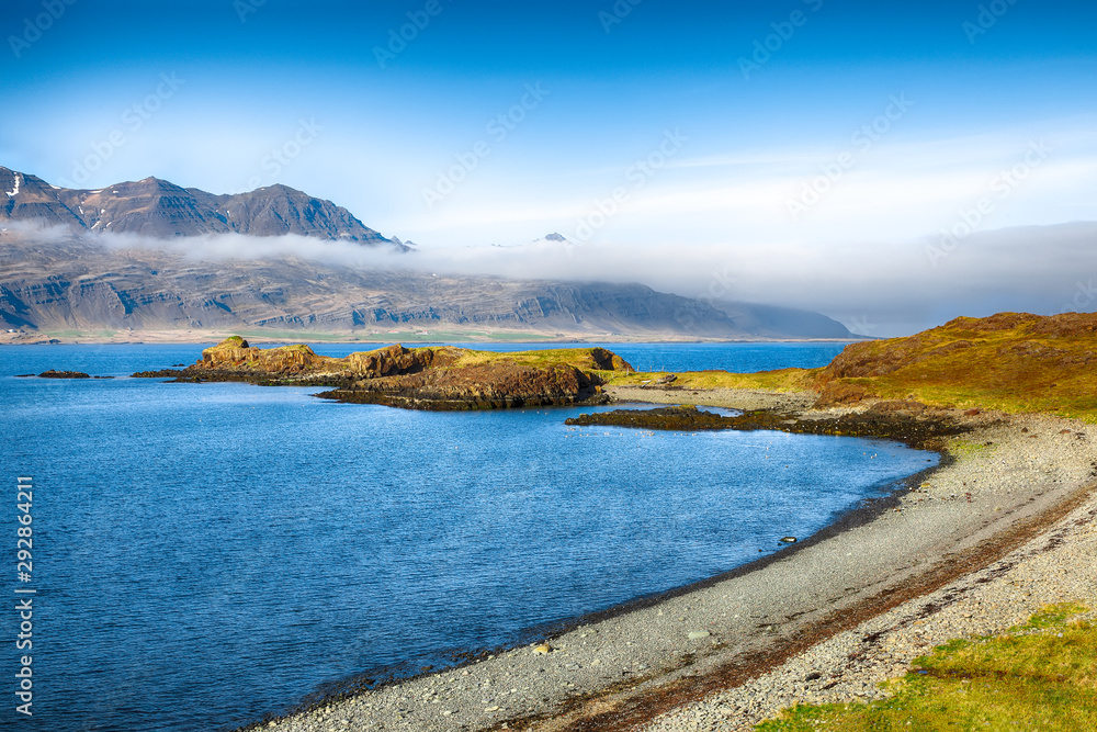 Landscape of Berufjordur fjord in Iceland