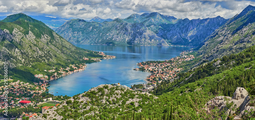 Kotor bay and Old Town from Lovcen Mountain. Montenegro photo