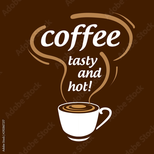 Coffee logo. Vector illustration on brown background