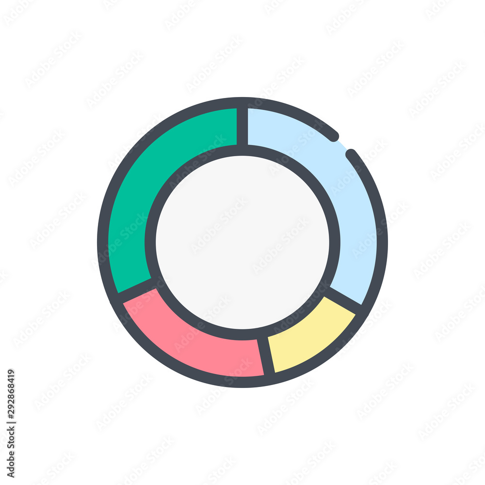 Multi-pie charts color line icon. Circle diagram vector outline colorful sign. Multi-pie charts color line icon. Circle diagram vector outline colorful sign.