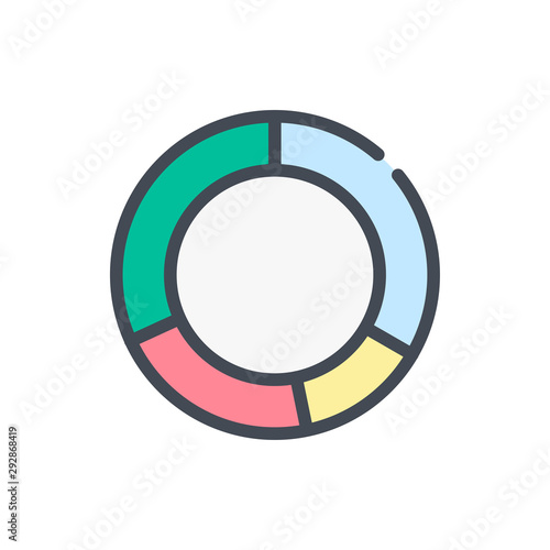 Multi-pie charts color line icon. Circle diagram vector outline colorful sign.
