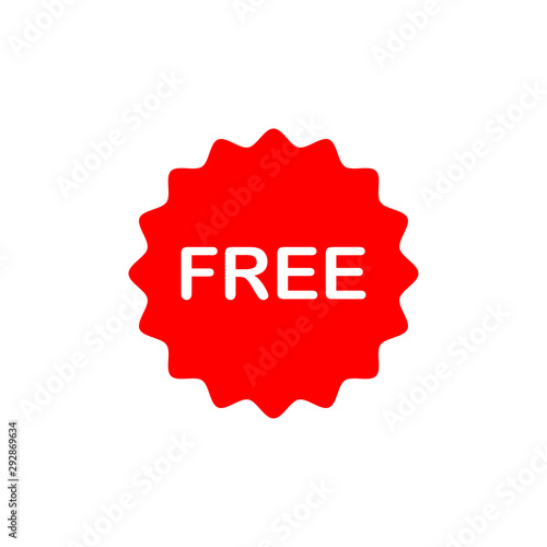Free Red label, badge, sticker design. Promotion and advertising.