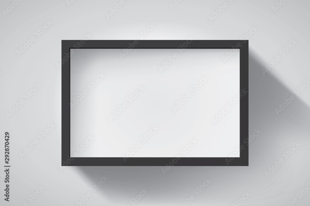Realistic empty black frame on light background, border for your creative project, mockup for you project. Vector design Realistic empty black frame on light background, border for your creative project, mockup for you project. Vector design