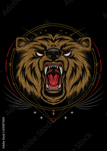 vector BEAR mascot design ILLUSTRATION, angry bear mascot