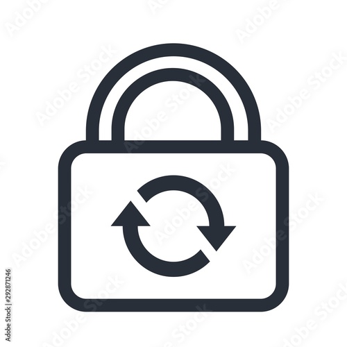 Lock. Update icon. Update password. Vector linear icon on a white background.