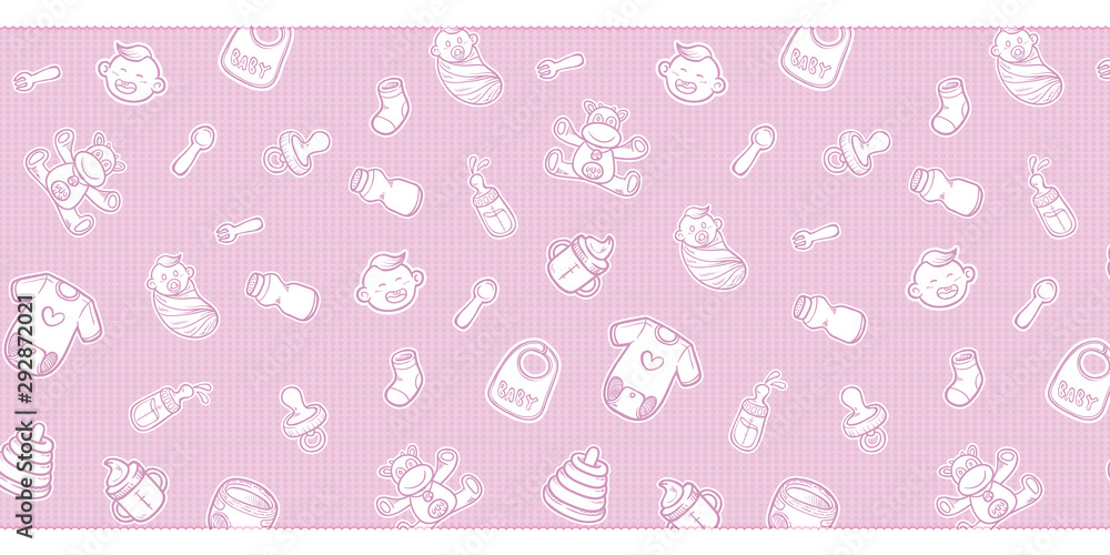 cute baby shower equipment doodles background