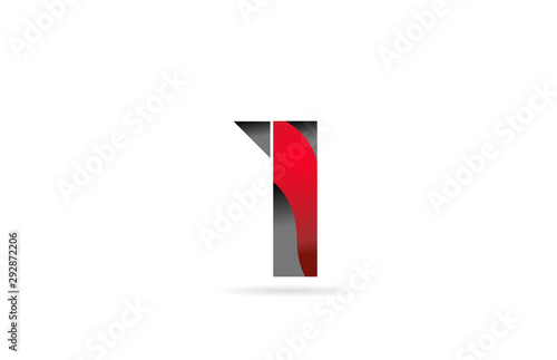 1 black grey red number for company logo icon design