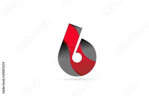 6 black grey red number for company logo icon design