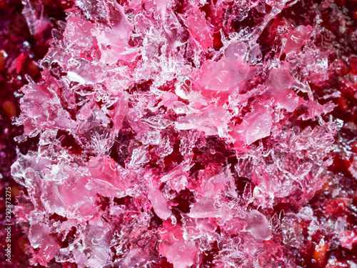 Transparent ice crystals texture, pink
