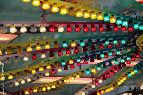 Multicolored lamps and Light illumination on the carousel