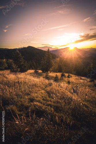 Majestic sunset in the mountains landscape in austria