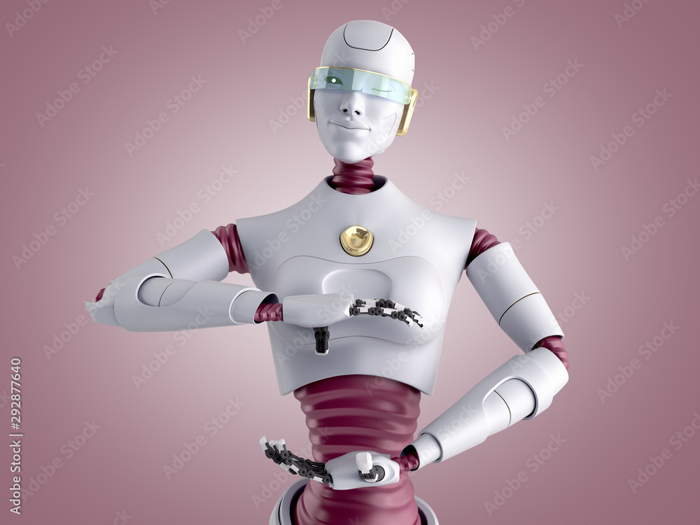 modern concept of product presentation female robot ready to insert an object into the hand 3d render on color gradient modern concept of product presentation female robot ready to insert an object into the hand 3d render on color gradient