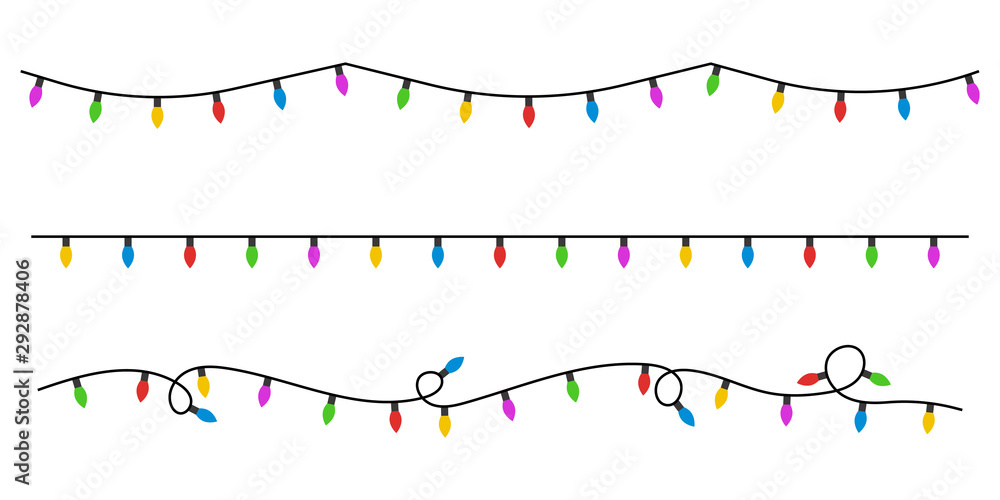 Christmas lights flat style. Vector
