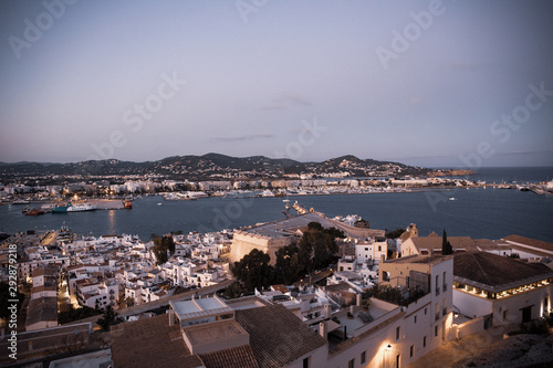 Wief of Marina Botafoch from Ibiza's medieval age old town and fortress Dalt Vila, in Ibiza Town.