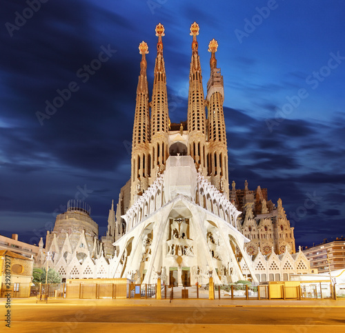 Sagrada Familia, a large Roman Catholic church in Barcelona, Spain, designed by Catalan architect Antoni Gaudi, on February 10, 2016. Barcelona photo