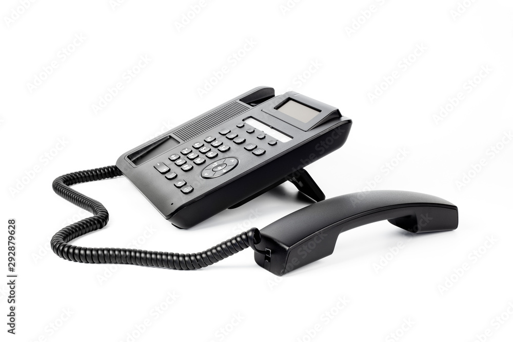Dark telephone set on a white background Dark telephone set on a white background