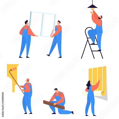Home repair concept. Professional worker in uniform