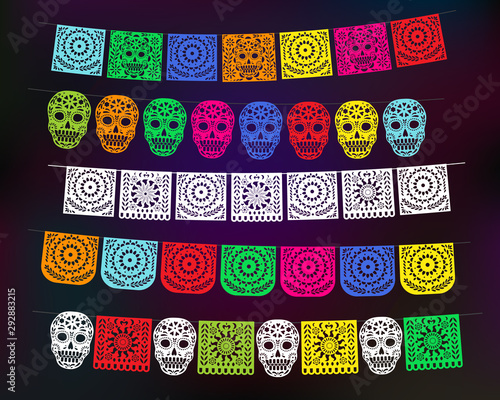 Day of the Death paper cut Flag