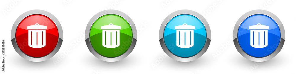 Recycle silver metallic glossy icons, red, set of modern design buttons for web, internet and mobile applications in four colors options isolated on white background Recycle silver metallic glossy icons, red, set of modern design buttons for web, internet and mobile applications in four colors options isolated on white background